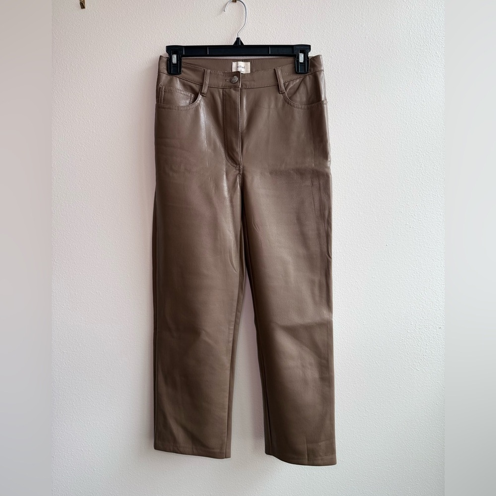 Aritzia Wilfred Melina pants - Faux Leather Pants in Taupe